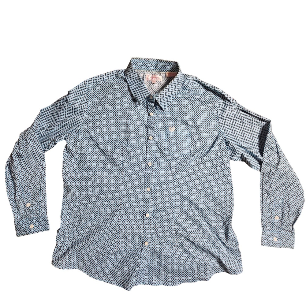 Panhandle Mens Geometric Print Western Button‎ Up Shirt 2XL Cotton Blend Retro